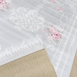 Covor 80x150 cm, gri/model cu flori, SEDEF TIP 2, 0000203321 - Img 3