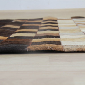 Covor de lux din piele, alb/maro/negru, patchwork, 170x240, PIELE DE VITĂ TYP 7, 0000188793