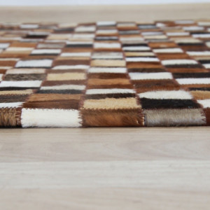 Covor de lux din piele, maro/negru/alb, patchwork, 200x304, PIELE DE VITĂ TIP 3, 0000188842 - Img 6