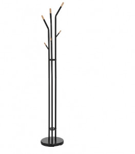 CUIER DE HAINE SANDER, 179 CM, NEGRU/FAG, DIN METAL SI LEMN, STIL MODERN