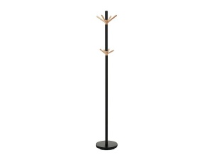 CUIER DE HAINE UNO, 174 CM, NEGRU/FAG, DIN METAL SI LEMN, STIL MODERN