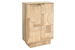 DULAP BAR, ART DECO 140CM, 3D, LEMN DE MANGO, ALB ANTICHIZAT, ARTIM GROUP SELECTION - Img 6