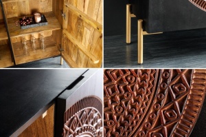 DULAP/BUFET, DIN LEMN MASIV DE MANGO, 120CM, CU ORNAMENTE DEOSEBITE, ARTIM GROUP SELECTION - Img 5
