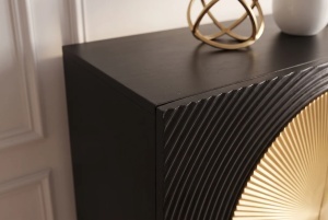 DULAP /BUFET LIVING AURUM 120CM, REALIZAT DIN LEMN DE MANGO SI PICIOARE DIN METAL, CULOARE NEGRU/AURIU - Img 7