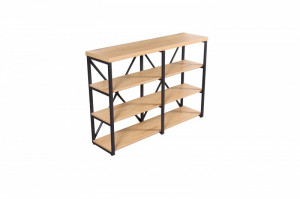 DULAP CU RAFTURI 110CM, STUDIO, DIN METAL SI MDF, CULOAREA STEJARULUI - Img 2