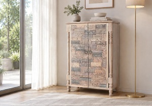 DULAP ELEGANT ORIGIN 85CM, REALIZAT DIN LEMN DE STEJAR RECICLAT, CULOARE GRI PATINAT, GINER Y COLOMER - Img 3