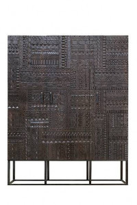 DULAP HIEROGLYPH 135CM, MARO/NEGRU, DIN LEMN DE MANGO SI METAL, GINER Y COLOMER - Img 1