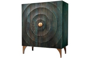 DULAP LIVING GOLDEN SUNSET 120CM, REALIZAT DIN LEMN DE MANGO, DE CULOARE TURCOAZ/MULTICOLOR, MODEL 3D, ARTIM GROUP - Img 2