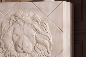DULAP LIVING LION 120CM, REALIZAT DIN METAL SI LEMN DE MANGO 3D, DE CULOARE CREM/NEGRU - Img 6