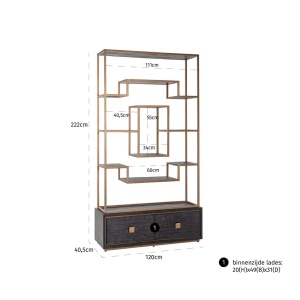 DULAP/ORGANIZATOR HUNTER, 210475, CONFECTIONAT DIN FURNIR DE STEJAR SI METAL, NEGRU/AURIU, STIL RUSTIC - Img 5