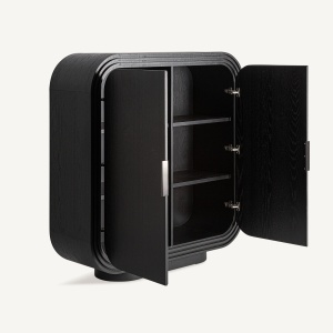 DULAP RIZE 148CM, LEMN DE STEJAR DE CULOARE NEAGRA, STIL ART DECO, VICAL HOME - Img 3
