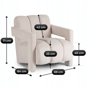 FOTOLIU, ARTIM MEBLE, REALIZAT DIN MATERIAL BOUCLE CREM SI METAL, STIL MODERN - Img 8
