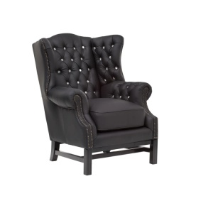 FOTOLIU CHESTERFIELD, DIN LEMN SI PIELE NATURALA, CULOARE NEAGRA, ARTIM SELECTION