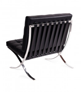 FOTOLIU CONFORTABIL BARCELON PRESTIGE PLUS, NEGRU/CROM, DIN PIELE NATURALA SI METAL, STIL MODERN - Img 7