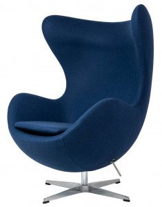 FOTOLIU CONFORTABIL EGG CLASSIC, ALBASTRU INCHIS 26/CROM, DIN CASMIR SI METAL, STIL MODERN B2
