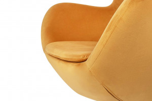 FOTOLIU CONFORTABIL EGG SZEROKI VELVET, GALBEN MUSTAR/CROM, DIN CATIFEA SI METAL, STIL MODERN - Img 5