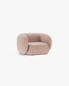 FOTOLIU CONFORTABIL KATE, ROZ PUDRAT, 108X89 CM, TAPITAT CU TAPITERIE DIN TEXTIL BOUCLE BALOO, MICADONI - Img 2