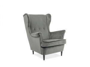 FOTOLIU CONFORTABIL LORD, GRI BLUVEL 14/WENGE, TAPITERIE DIN CATIFEA SI PICIOARE DIN LEMN