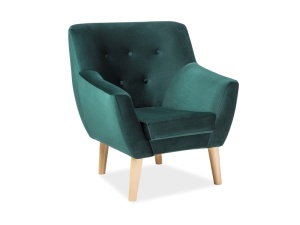 FOTOLIU CONFORTABIL NORDIC 1, VERDE BLUVEL 78/FAG, TAPITERIE DIN CATIFEA SI PICIOARE DIN LEMN