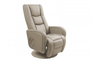 FOTOLIU CONFORTABIL PULSAR, CAPPUCCINO, TAPITERIE DIN PIELE ECOLOGICA, CU FUNCTIE DE RABATARE SI MASAJ, STIL MODERN