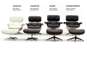 FOTOLIU CU TABURET LOUNGE , PIELE NATURALA ITALIANA SI LEMN DE FRASIN, CULOARE NEGRU/ABANOS, STIL EAMES - Img 9