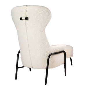 FOTOLIU CU TABURET, TEDDY GRAND, BEJ/NEGRU OPAL, CU TAPITERIE DIN TEXTIL PLUSAT, STIL MODERN - Img 7