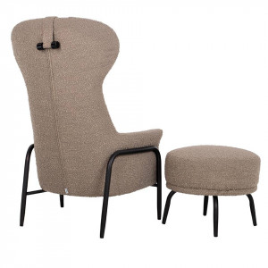 FOTOLIU CU TABURET, TEDDY GRAND, MARO INCHIS/NEGRU OPAL, CU TAPITERIE DIN TEXTIL PLUSAT, STIL MODERN - Img 5