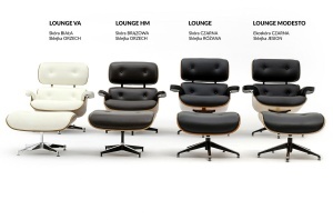 FOTOLIU DE RELAXARE DE LUX CU TABURET, ARTIM LOUNGE HM, REALIZAT PIELE NATURALA ITALIANA SI LEMN, CULOARE NEGRU/NUC, STIL EAMES - Img 11