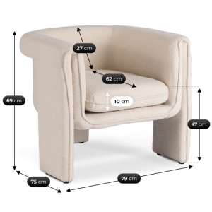 FOTOLIU DEOSEBIT, ARTIM MEBLE, REALIZAT DIN MATERIAL BOUCLE CREM SI METAL, STIL MODERN - Img 6