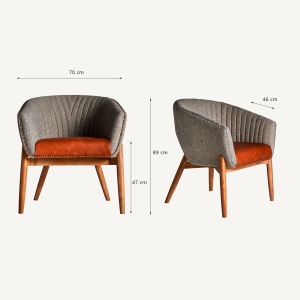 FOTOLIU DEOSEBIT NEIVE, DIN LEMN DE FRASIN, POLIESTER SI PIELE, DESIGN VINTAGE, VICAL HOME - Img 9