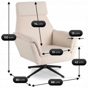 FOTOLIU DEOSEBIT PIVOTANT, ARTIM MEBLE, REALIZAT DIN MATERIAL BOUCLE BEJ, STIL MODERN - Img 8