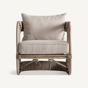 FOTOLIU DOUZAINS, REALIZAT DIN RATAN SI TEXTIL, CULOARE BEJ, REALIZAT MANUAL, VICAL HOME - Img 2