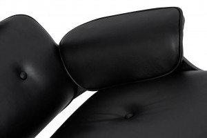 FOTOLIU EXCLUSIVIST CU TABURET, LOUNGE HM PREMIUM, NEGRU, PIELE NATURALA SI LEMN DE FRASIN, STIL MODERN - Img 6