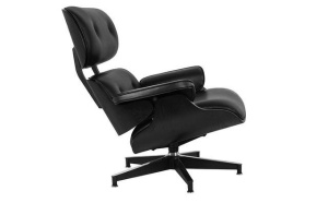 FOTOLIU EXCLUSIVIST LOUNGE HM NEGRU, PIELE NATURALA ITALIANA SI LEMN DE FRASIN, STIL EAMES