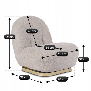 FOTOLIU LIVING ROTATIV SONNY, REALIZAT DIN METAL SI TEXTIL BOUCLE, CULOARE GRI/AURIU, ARTIM MEBLE - Img 10