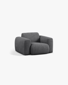 FOTOLIU LOUNGE MOLINO, 100X108, GRI INCHIS, CU TAPITERIE DIN TEXTIL BOUCLE BALOO, MICADONI - Img 2