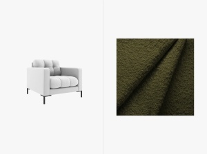 FOTOLIU MAMAIA VERDE MASLINIU INCHIS, CU TAPITERIE DIN TEXTIL BOUCLE BALOO, MICADONI