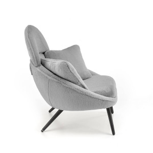 FOTOLIU MERRY, GRI/NEGRU, TAPITERIE DIN TEXTIL PLUSAT SI PICIOARE DIN METAL, STIL MODERN - Img 4