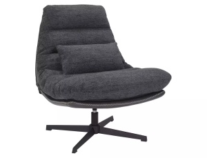 FOTOLIU PIVOTANT FELICIA, GRI INCHIS 18/NEGRU, TAPITERIE DIN STOFA RAVEN, PIELE ECO SI PICIOARE DIN METAL, STIL MODERN