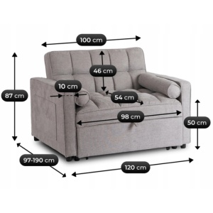 FOTOLIU RABATABIL, ARTIM MEBLE, CU SPATIU DE SOMN, REALIZAT DIN TEXTIL GRI, STIL MODERN - Img 15