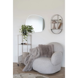 FOTOLIU ROTATIV DE RELAXARE MESSINA, DIN LEMN SI TEXTIL BOUCLE, CULOARE GRI DESCHIS, HOUSE NORDIC - Img 5