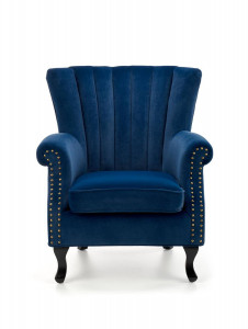 FOTOLIU TITAN, ALBASTRU/NEGRU, TAPITERIE DIN CATIFEA SI PICIOARE DIN LEMN MASIV, STIL CLASIC - Img 6