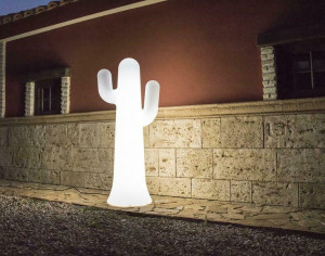 LAMPADAR EXTERIOR ILUMINAT ALB PANCHO C STIL MODERN, CONFECTIONAT DIN POLIETILENA