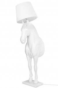 LAMPADAR KON HORSE STAND M, ALB, DIN FIBRA DE STICLA, MARMURA SI TEXTIL, STIL MODERN - Img 2