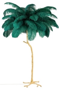 LAMPADAR TIFFANY 175, VERDE/AURIU, CONFECTIONAT DIN METAL SI PENE, STIL MODERN