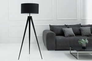 LAMPADAR TRIPOD NEGRU 142CM DIN TEXTIL SI METAL COD 38683 - Img 1
