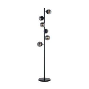 LAMPADAR ZOLA, 166 CM, FUMURIU/NEGRU, DIN METAL SI STICLA, RICHMOND INTERIORS