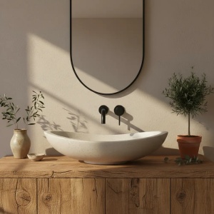 LAVOAR PE BLAT LEONA 46 CM, DIN PIATRA COMPOZIT, CALITATE SUPERIOARA, REA - Img 5