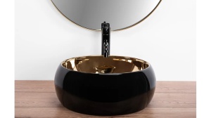 LAVOAR REA LUNA, 40 CM, AURIU/NEGRU MAT, DIN CERAMICA, CALITATE SUPERIOARA - Img 2