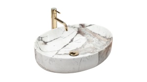 LAVOAR REA QUEEN, THUNDER SHINY, 55 CM, EFECT DE MARMURA ALBA, DIN CERAMICA, CALITATE SUPERIOARA - Img 5